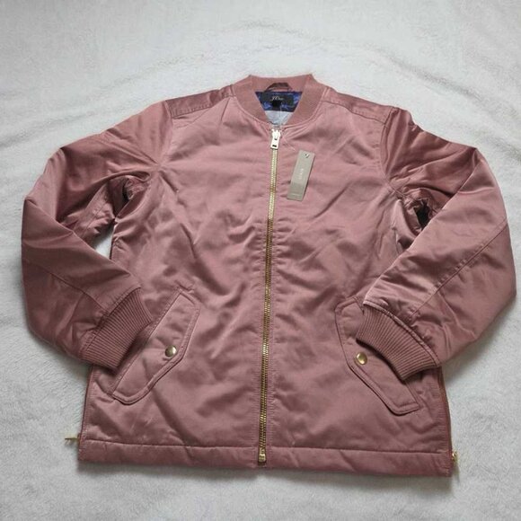 New XXS J.Crew bomber jacket with side zips & quilted lining in Pale Redwood - Picture 1 of 7